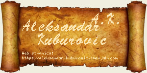 Aleksandar Kuburović vizit kartica